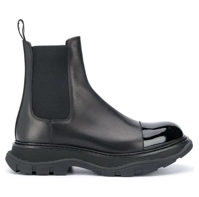 Alexander McQueen Shiny Toecap Chelsea Boot Black (610814WHZ821000)