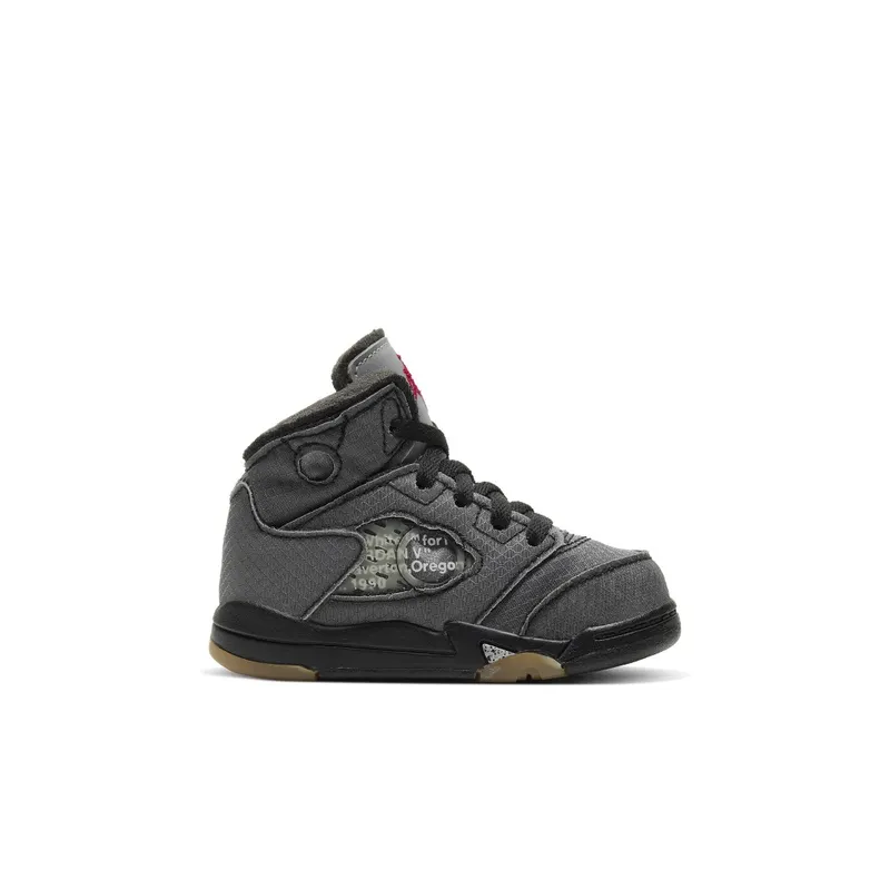Jordan 5 Retro Off-White Black (TD) Black/Muslin-Fire Red (CV4828-001)