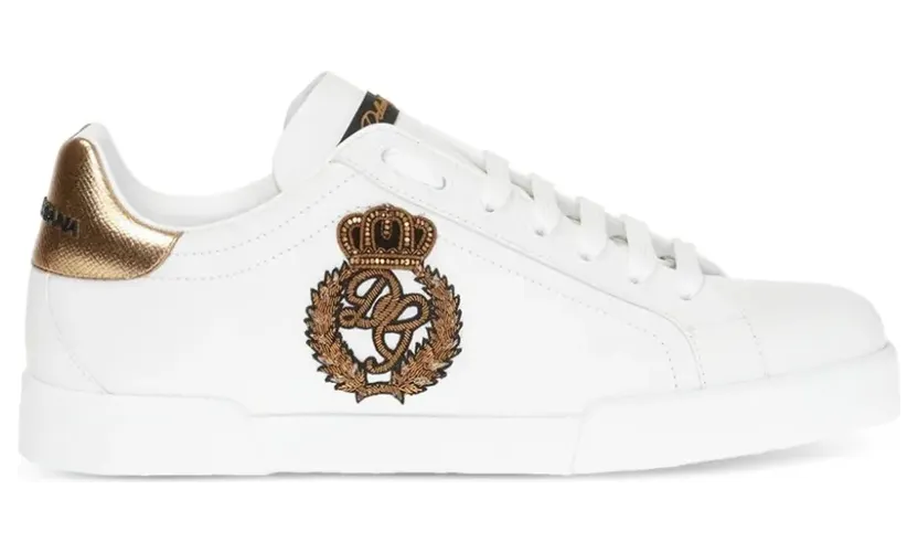 Dolce & Gabbana Portofino leren sneakers met kroonpatch – Wit (CS1538AH136)