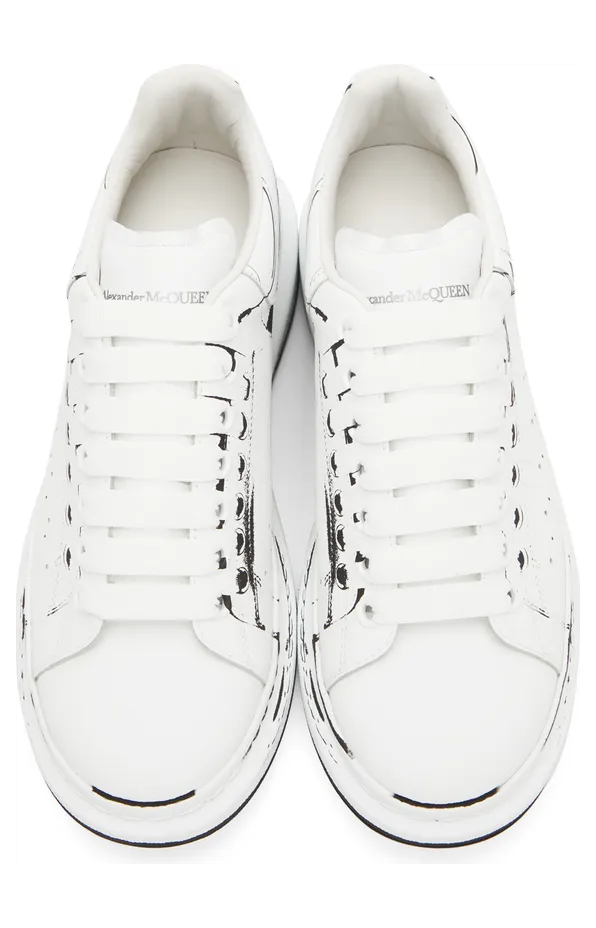 Alexander McQueen White Graphic Printed Sneakers (662642WIA4Q) (5)