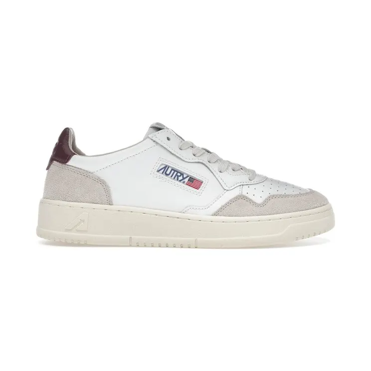 Autry Medalist Leather Low White Burgundy (AULW-LS03)