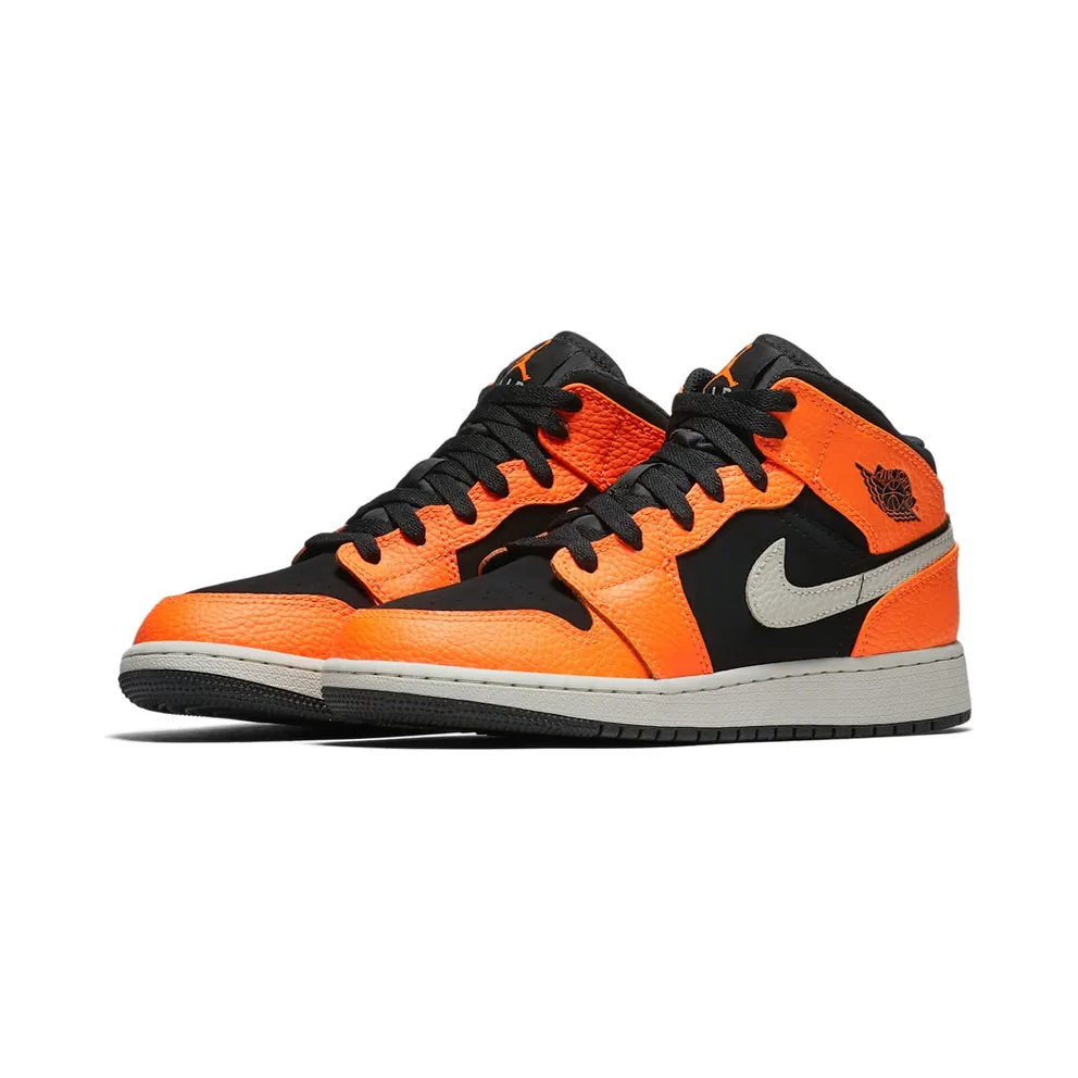 Jordan 1 Mid Black Cone (GS) Black/Cone-Light Bone (554725-062)