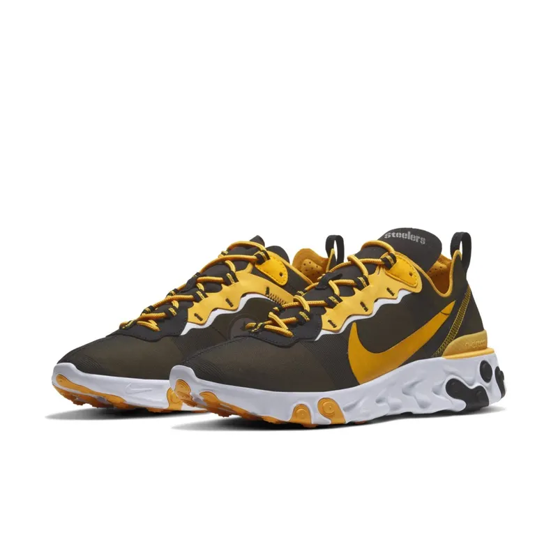 Nike React Element 55 Pittsburgh Steelers Black/White-University Gold (CK4893-001)