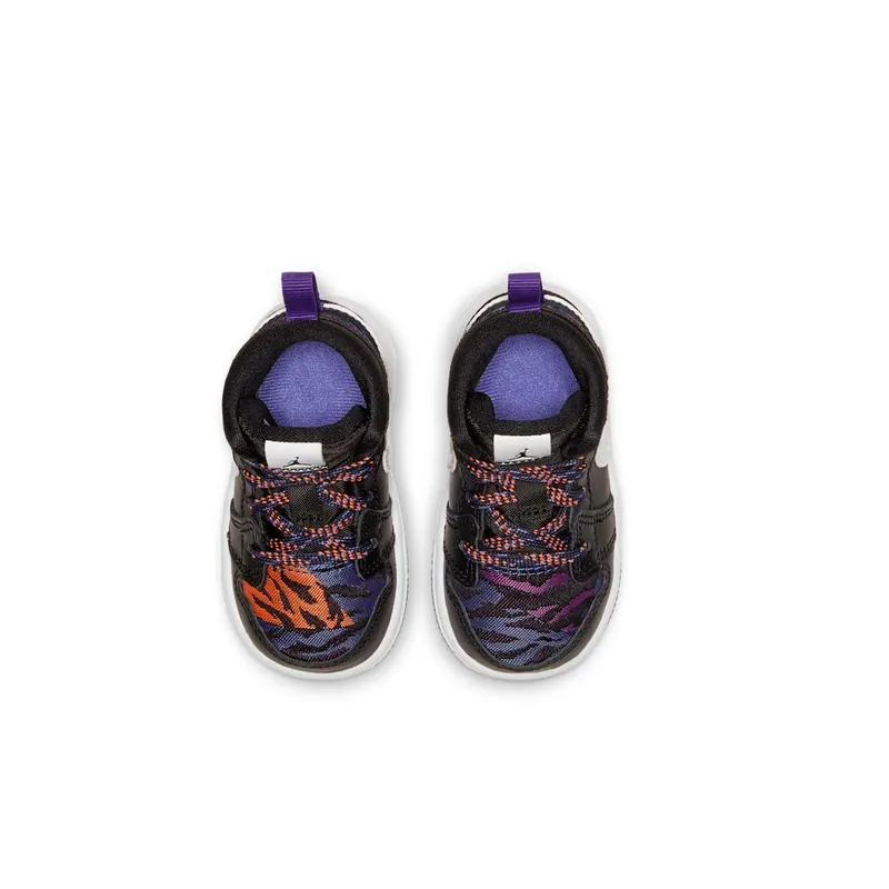 Jordan 1 Mid Multi-Color Tiger Stripe (TD) Black/White-Rush Violet-Black (AV5172-005)