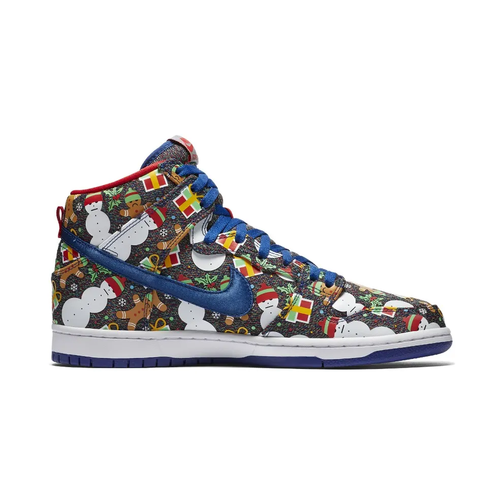 Nike SB Dunk High Concepts Ugly Christmas Sweater (2017) Blue Ribbon/Blue Ribbon-Atom Red (881758-446)