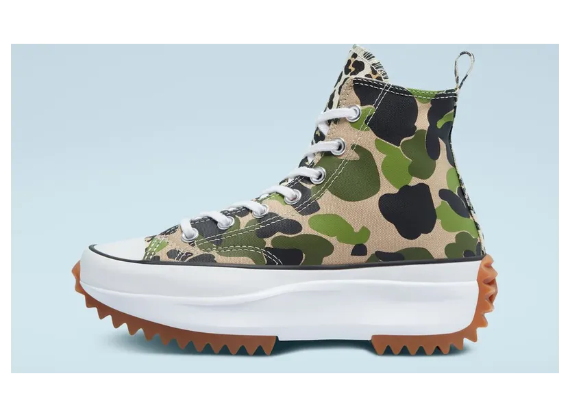 Converse Archive Print Run Star Hike High Top Candied Ginger/piquant Green “Camo” (170913C)