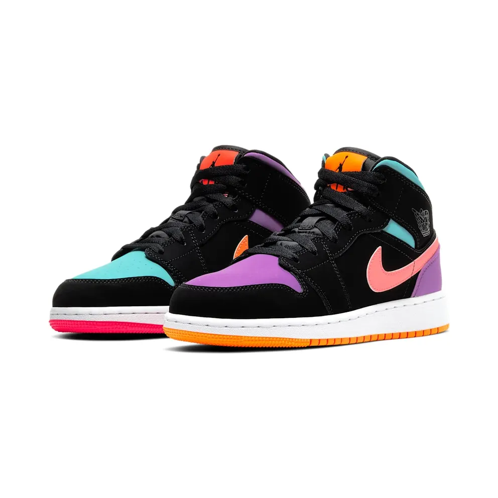 Jordan 1 Mid Multi-Color (GS) Black/Multi-Color (554725 083)