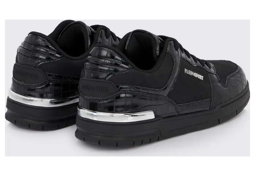 Plein Sport Suede And Crocodile Print Leather Sneakers Black (FAESUSC0795STE003N0202) (2)