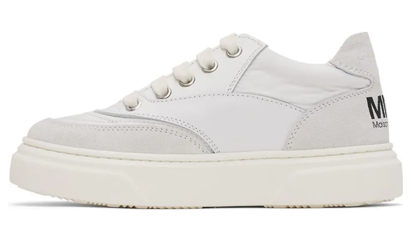 MM6 Maison Margiela Kids White & Grey Back Logo Sneakers (70340) (3)