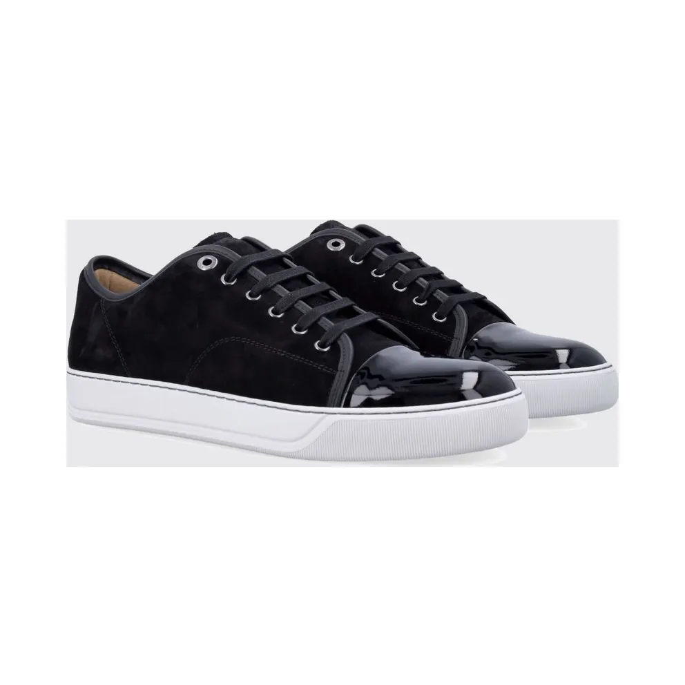 Lanvin DBB1 Suede Calf Leather Sneakers with Patent Leather Toe-Cap Black (FMSKDBB1VBAL10)