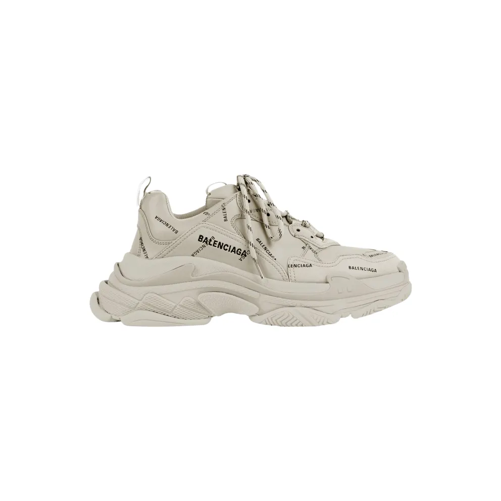 Balenciaga All Over Logo Triple S Beige (W) (524039W2FA19710)