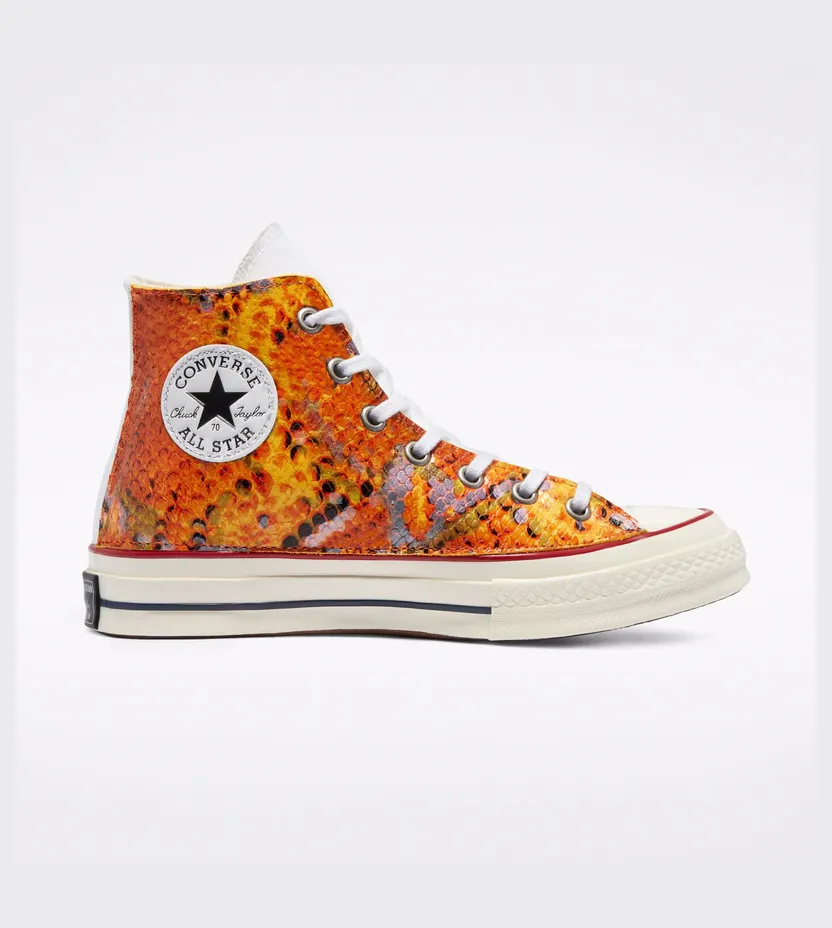 Converse Snake Chuck 70 High Top Orange Print Python Leather (171014C)