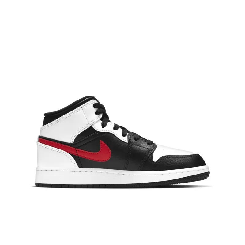 Jordan 1 Mid White Black Chile Red (GS) White/Black-Chile Red (554725-075)