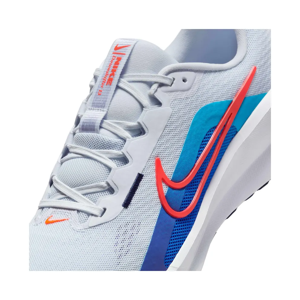 Nike Downshifter 13 Football Grey Deep Night Blue Lightning Bright Crimson (FD6454-012)
