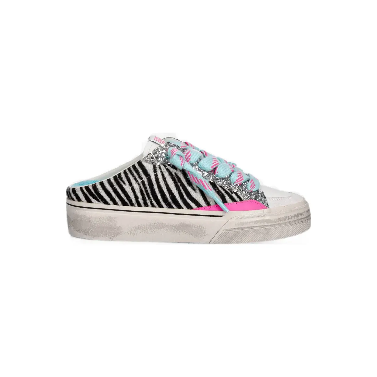 Crime London Soho met zebra-print en glitters “White” (29551PP8)