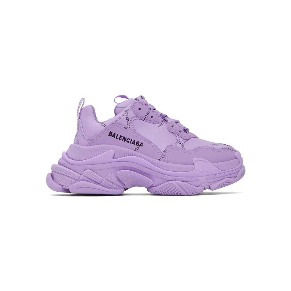 Balenciaga Purple Triple S Allover Logo Sneakers (524039 W2FA1)