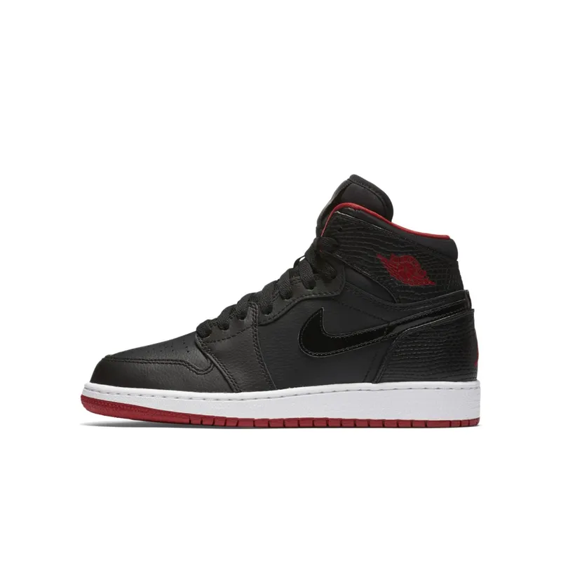 Jordan 1 Retro High Bred Snake (GS) Black/Gym Red-White (705300-021)