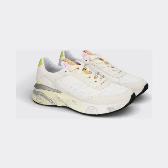 Premiata Moerund Suede and Nylon Sneakers White 2 (MOERUN8303)
