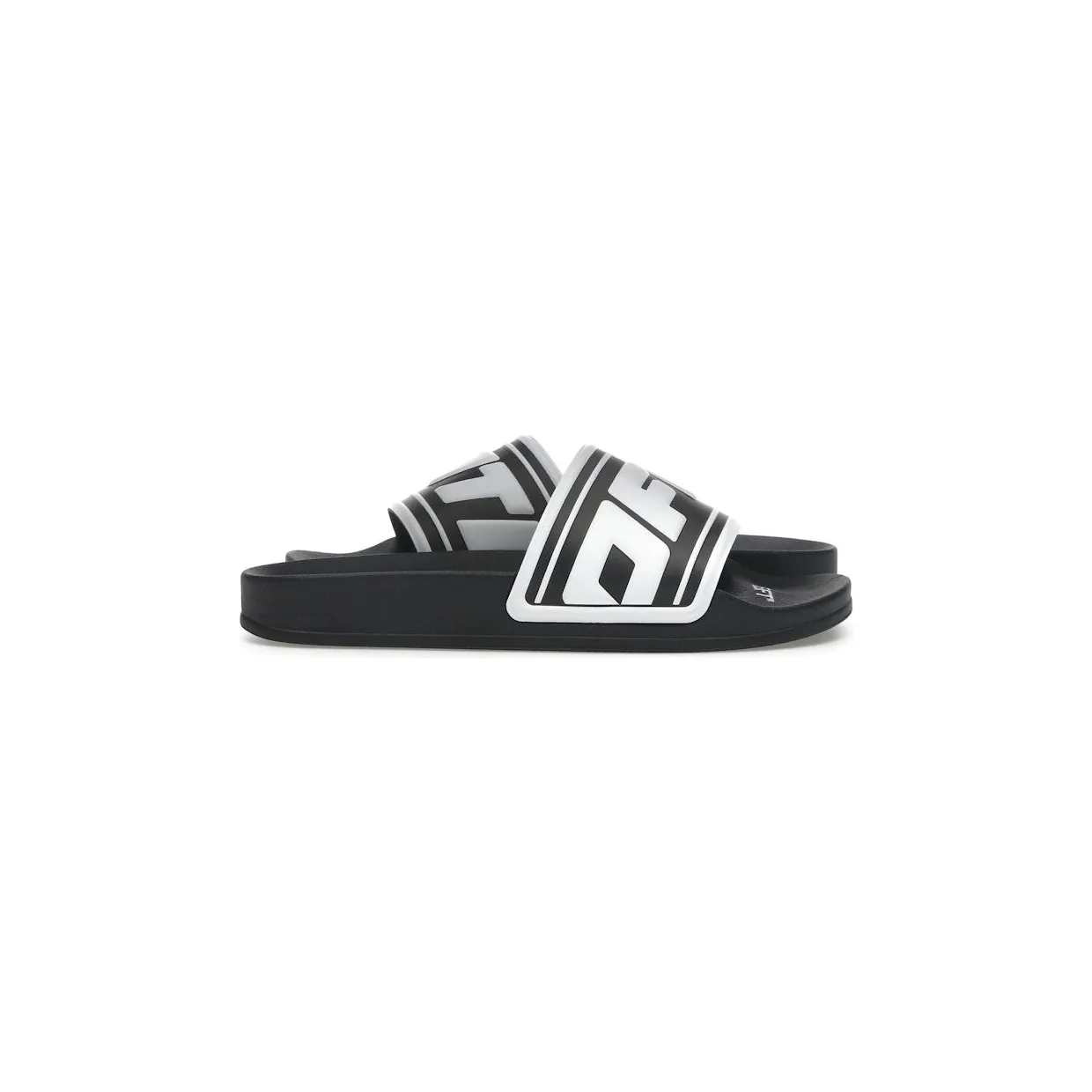 OFF-WHITE Embossed Logo Pool Slides Black White (OWIC007S22MAT0011001)