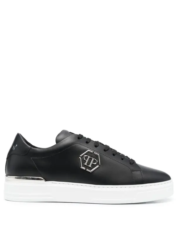 Philipp Plein Hexagon leren low-top sneakers – Black (FABSUSC0379PLE075N)