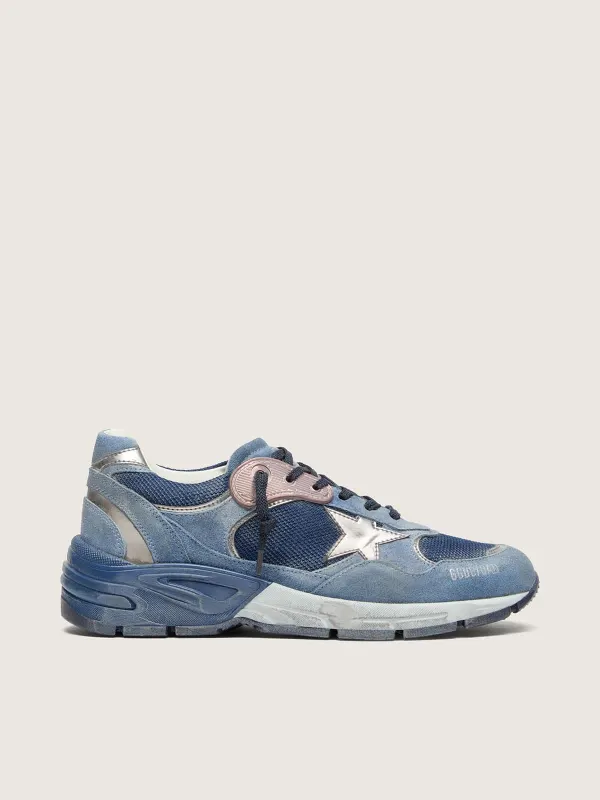 Golden Goose Women’S Dad-Star In Denim-Blue Suede With Silver Leather Star (GWF00884.F008876.51150)