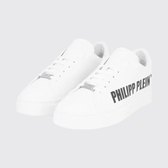 Philipp plein Low-Top Lace-Up Sneakers in Smooth Leather with Printed Logo White (UAESMSC4063PLE005N01)