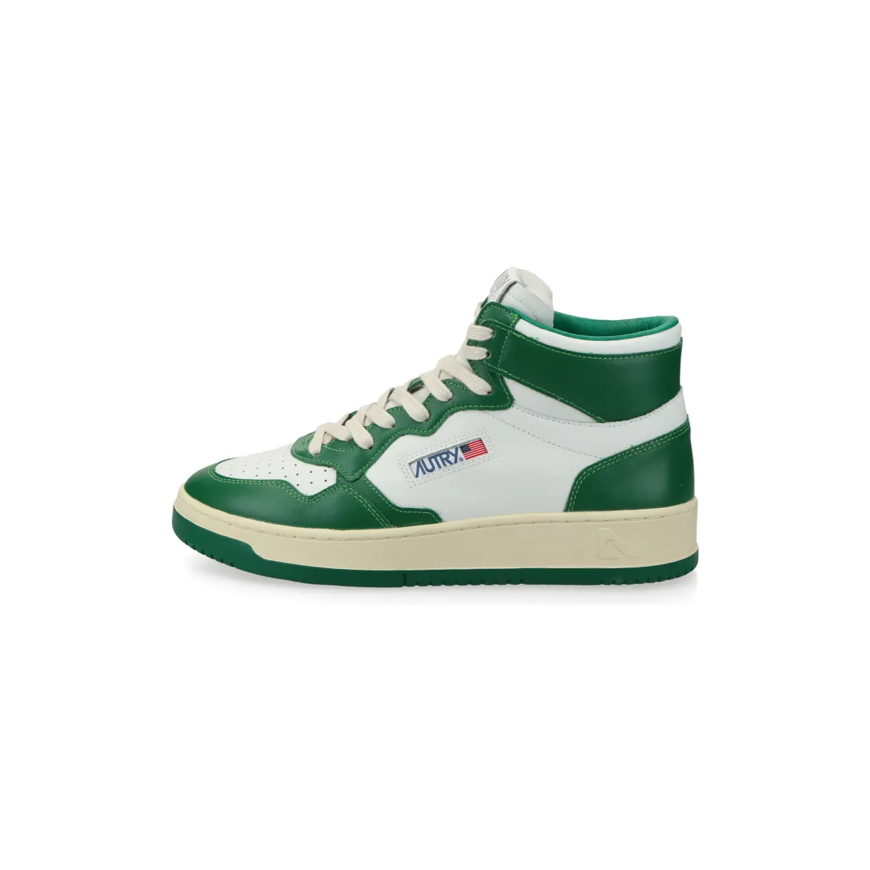Autry Medalist Mid W (leat / leat / white / green) – AUMWWB03