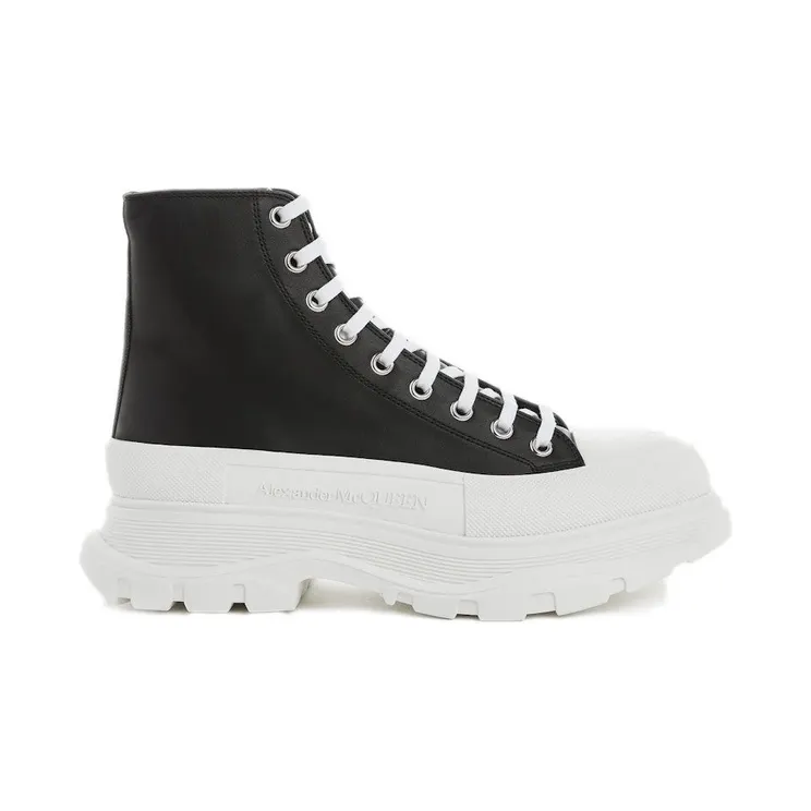 Alexander McQueen Tread Slick High-Top Leather Black White (627206WHZ621071)