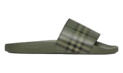 Burberry Embossed Logo Slides Military Green (80427111)