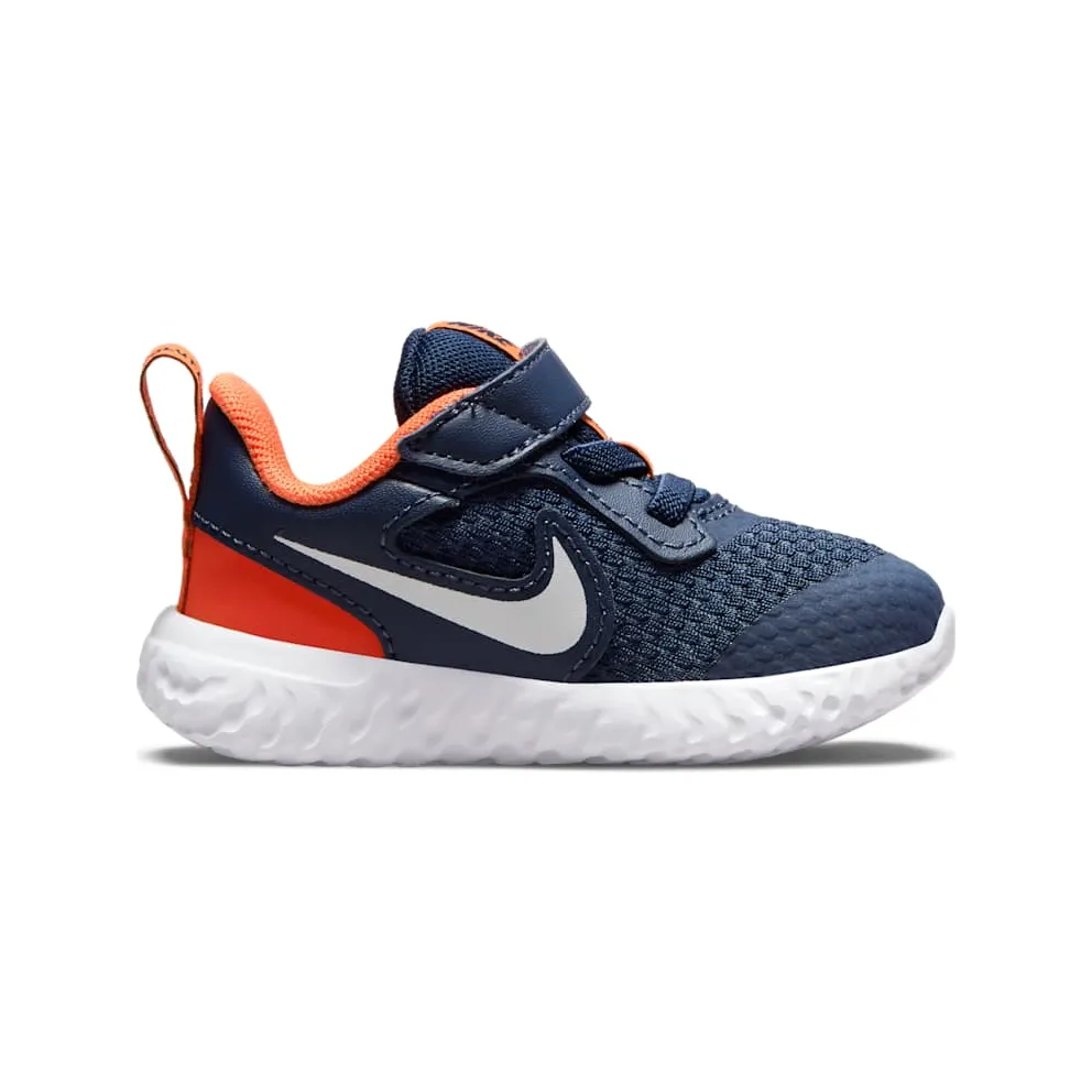 Nike Revolution 5 Blue “Midnight Navy / Orange / White” (BQ5673-410)