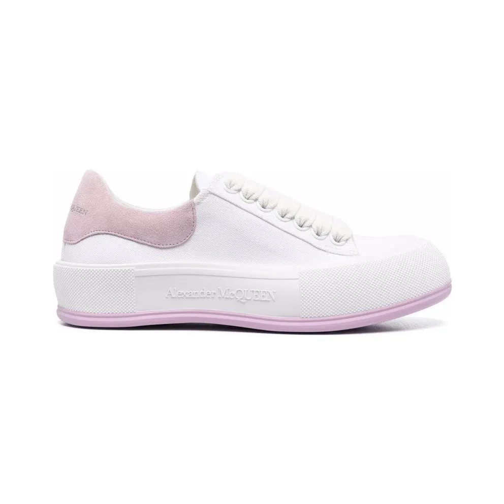 Alexander McQueen Deck Skate Plimsoll Lace-Up White Pink (654593W4MV79490)