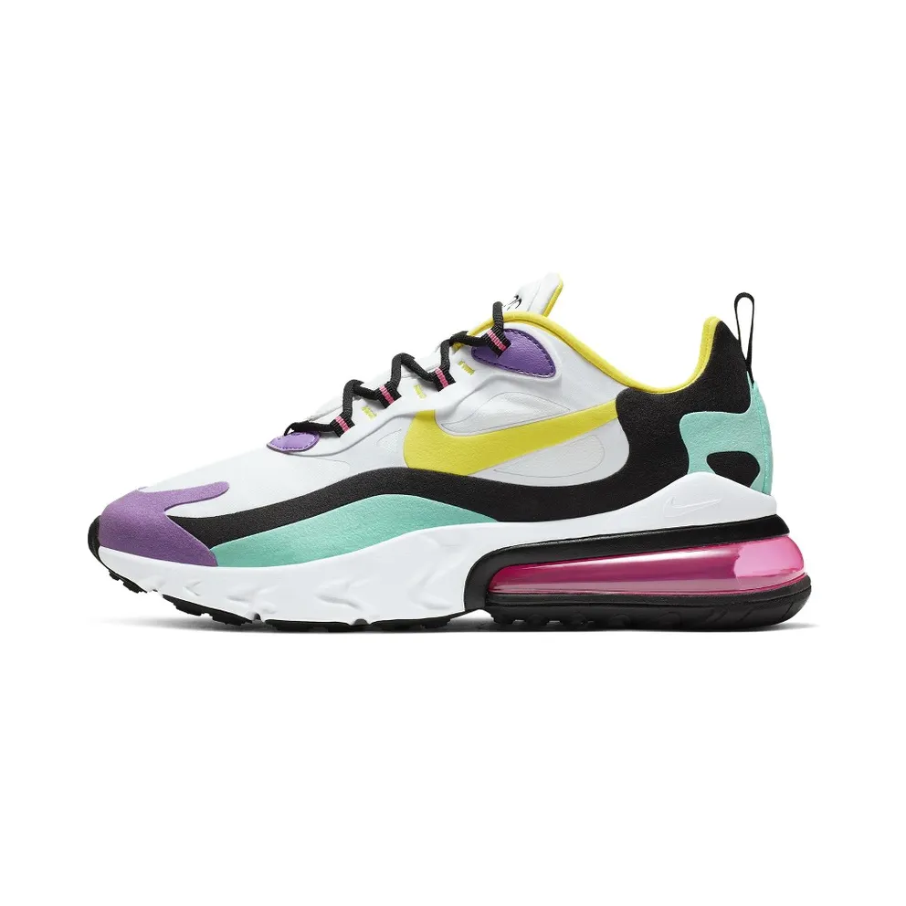 Nike Air Max 270 React Geometric Art White/Black-Bright Violet-Dynamic Yellow (AO4971-101)