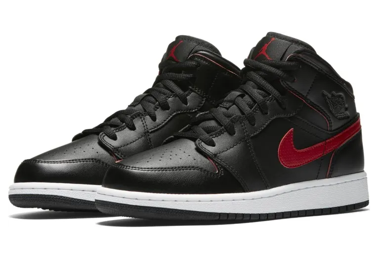 Air Jordan 1 Mid BG Black Gym Red (554725-009)