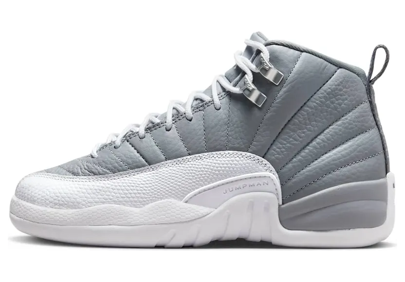 Nike Jordan Kids Gray Air Jordan 12 Retro Big Kids “Stealth / Cool Grey / White” (153265-015)