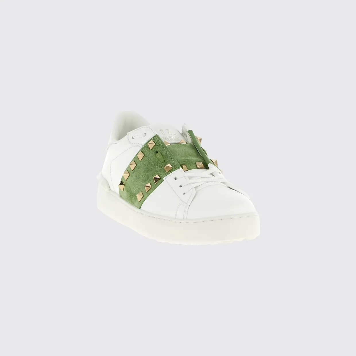 Valentino garavani Rockstud Untitled Leather and Suede Sneakers with Iconic Studs Green (S0A01ZBVDWM)