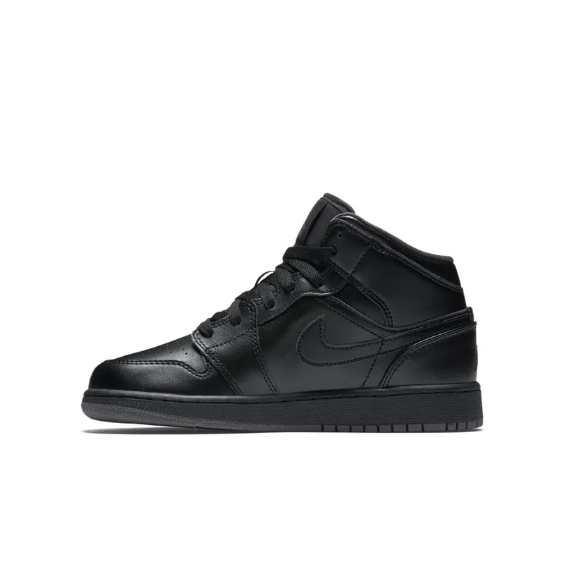 Jordan 1 Mid Black Dark Grey Outsole (GS) Black/Black-Dark Grey (554725-021)
