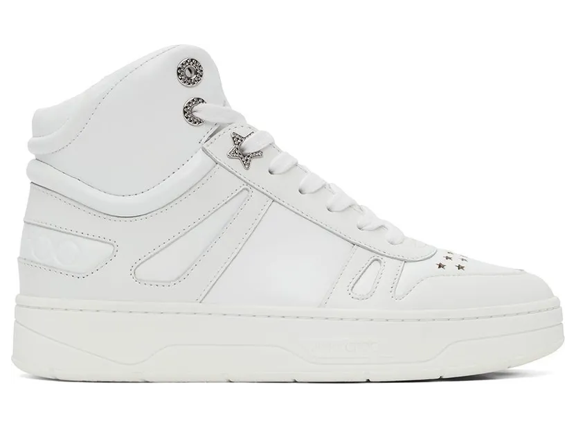 Jimmy Choo White Hawaii Hi Top/F Sneakers (HAWAII HI TOP/FCLF)