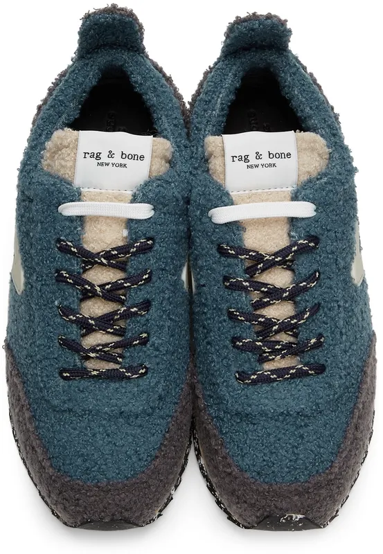 rag & bone Blue & Grey Sherpa Retro Runner Sneakers (WFF21HF010PE10)