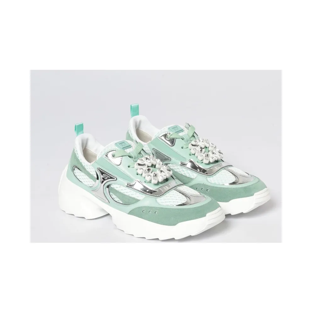 Roger Vivier Viv’ On The Run in Mesh and Suede Silver (RVW75640890UZG7E14)