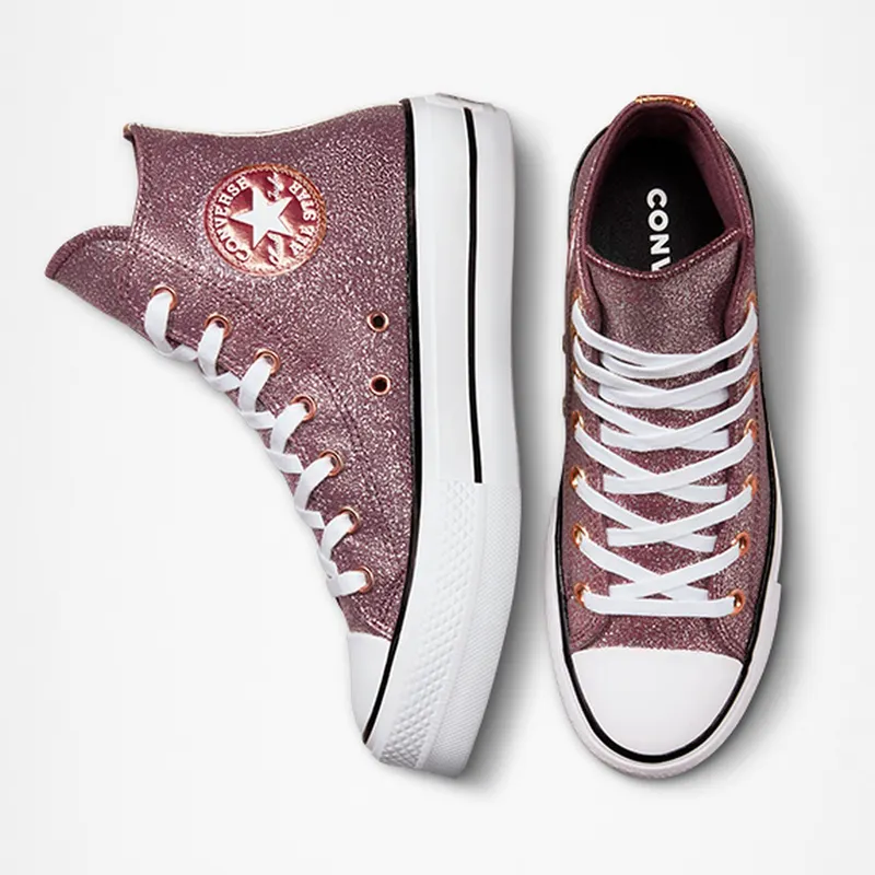 Converse Chuck Taylor All Star Lift Platform Metallic Glitter Dark Wine/copper/White (A03240C)