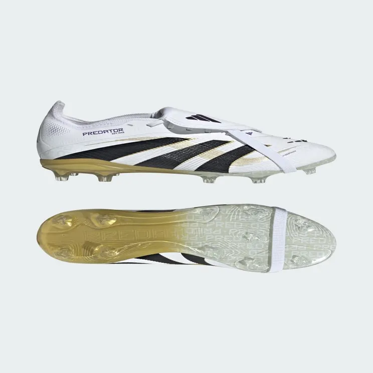 adidas Predator Elite Fold-over Tongue Firm Ground Boots Kids “Cloud White / Core Black / Gold Metallic” (IH9642)