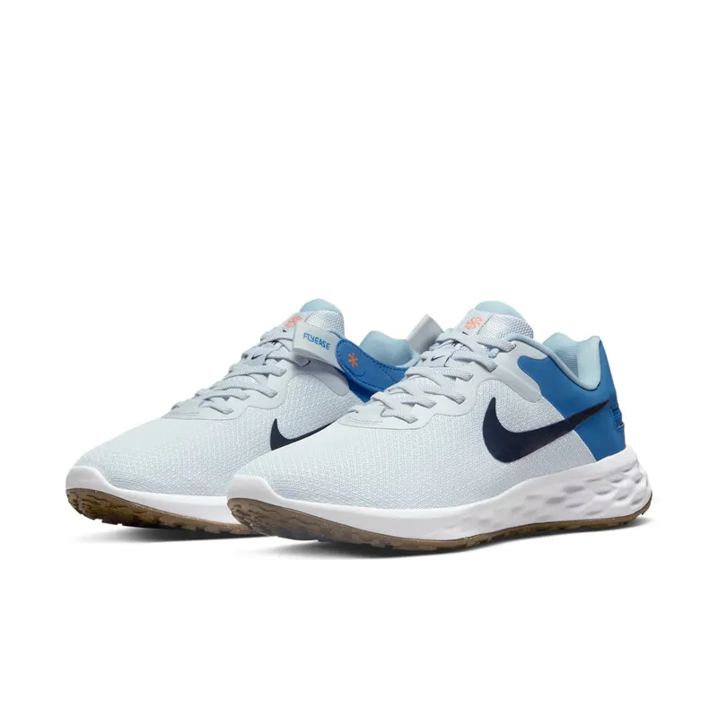 Nike Revolution 6 FlyEase Next Nature Easy-On-And-Off Road Running (Extra Wide) Grey 50% Sustainable Materials (DD8476-002)