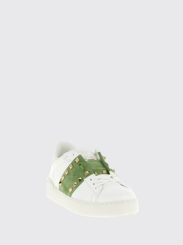 Valentino garavani Rockstud Untitled Leather and Suede Sneakers with Iconic Studs Green (S0A01ZBVDWM)