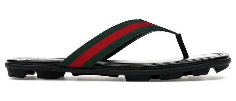 Gucci Web and Leather Thong Sandal Black Leather (429362 H91A0 8480)