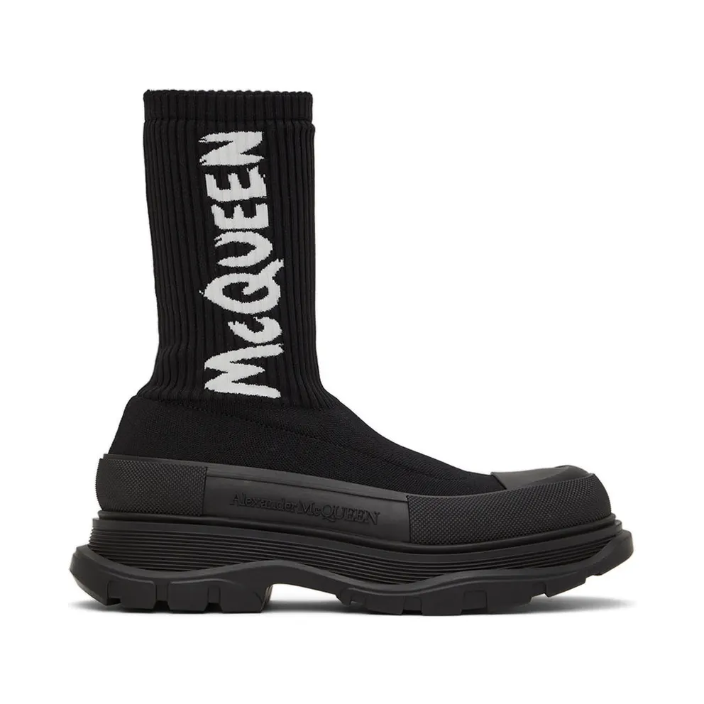 Alexander McQueen Beige Graffiti Knit Tread Slick (705671W4TV1)