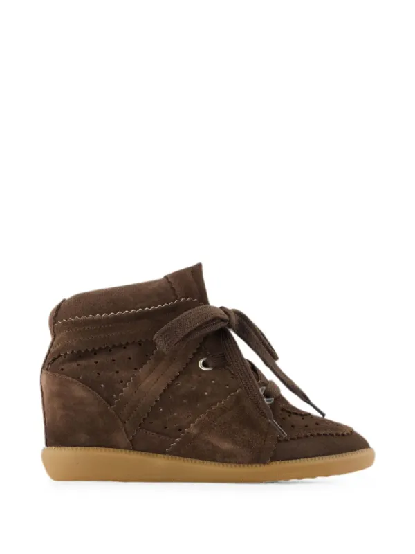 ISABEL MARANT Boddy suède sneakers with sleehak – Brown (BK0011FAA1E20S)