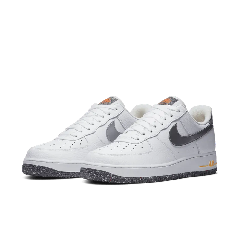 Nike Air Force 1 Crater Grind White White/Metallic Silver-Light Smoke Grey-Laser Orange (DA4676-100)