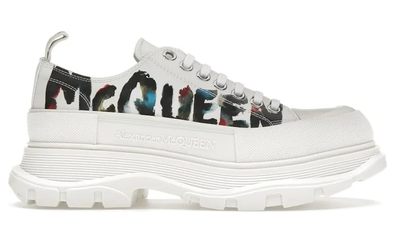 Alexander McQueen Tread Slick Low Lace Up White Grafitti (711108WIATC9583)