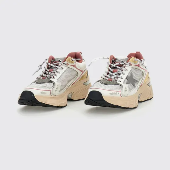 Golden goose Lightstar Used Leather and Mesh Sneakers Grey (GWF00724F00791370208)
