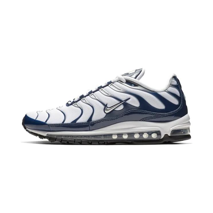 Nike Air Max 97 Plus “White / Midnight Navy / Metallic Silver” (AH8144-100)